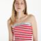 Tommy Jeans Logo Tape Stripe Knee Lenght Tube Dress Red