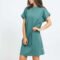 Urban Classics Ladies Organic Cotton Cut On Sleeve Tee Dress Green