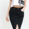 CALVIN KLEIN JEANS W High Rise Midi Skirt Denim Black